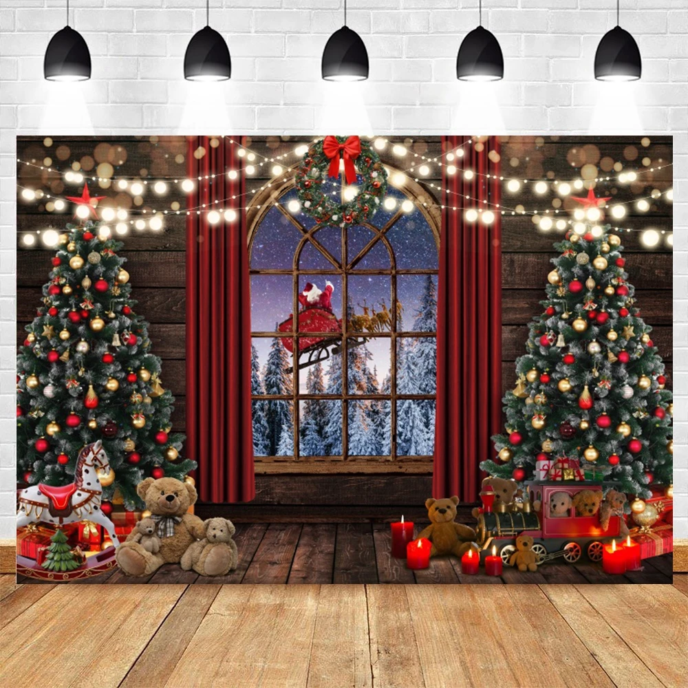 Christmas Fireplace Theme Backdrop for Photography Burning Fireplace Xmas New Year Winter Family Party Decor Photo Background