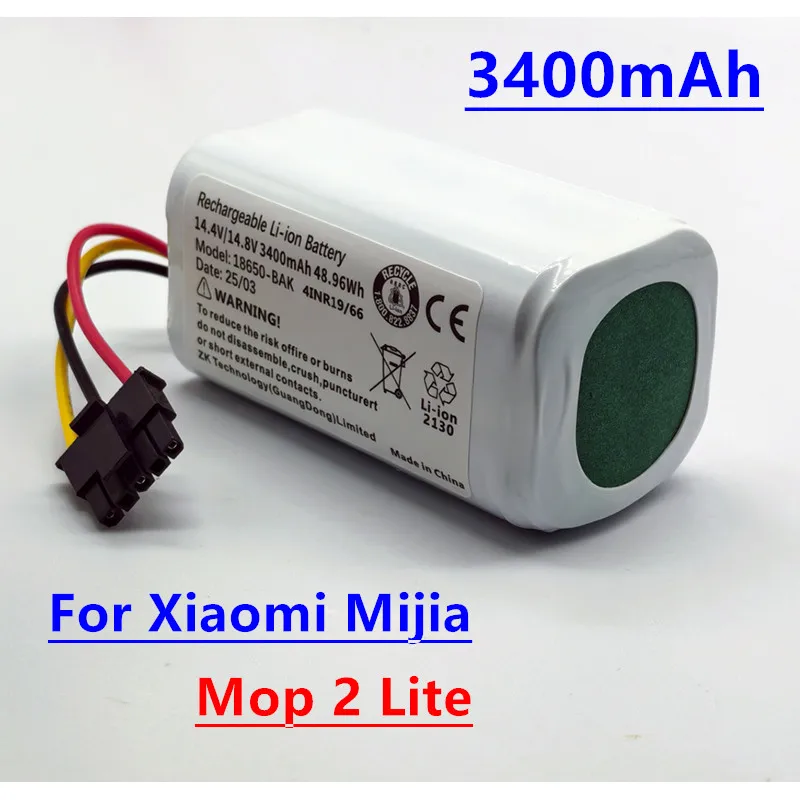 

Оптовая продажа, 14,4 В, 3400 мАч, литий-ионный аккумулятор для Xiaomi Mijia Mi Robot Vacuum Mop 2 Lite Sweeper Vacuum MJSTL