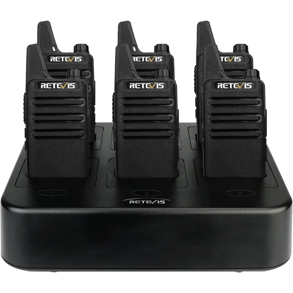 

RT22 Walkie Talkies Rechargeable Hands Free 2 Way Radios Two-Way Radio(6 Pack) with 6 Way Multi Gang Charger