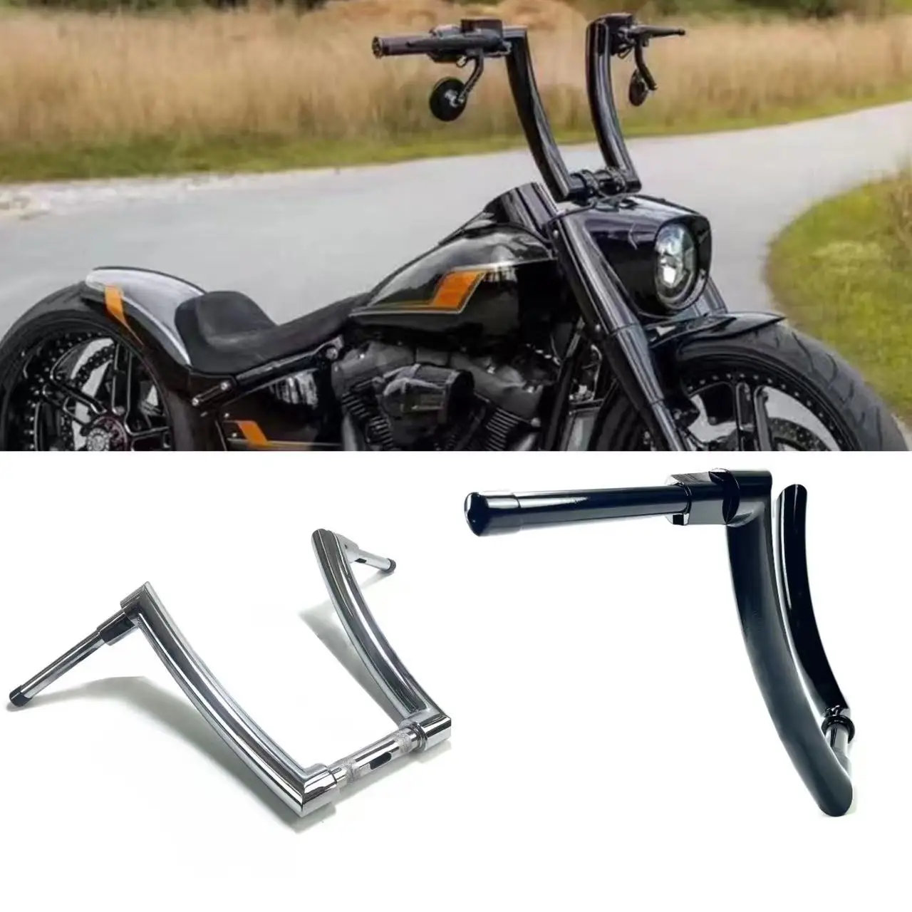 

Motorcycle 2'' APE Hanger Handlebar 10"-16" Riser For Harley Low Rider Street Bob Fat Boy Breakout Road King Heritage 883 48 Bar
