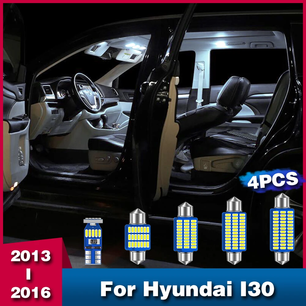 4PCS LED Car Interior Front Rear Reading Light Trunk Lamp Decoration Accessories For Hyundai I30 2013 2014 2015 2016