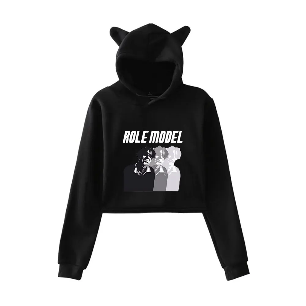 Rolmodel Merch Vintage jaren '90 Streetwear logo Hoodie Hoodies Sweatshirts voor meisjes Cat Ear Crop Fashion Sports Pullover