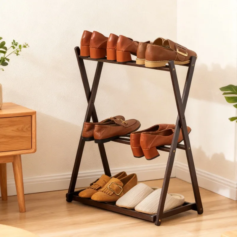 

The shoe rack can be folded at the door, and the solid wood small and narrow shoe rack is easy to enter the door for Nordic