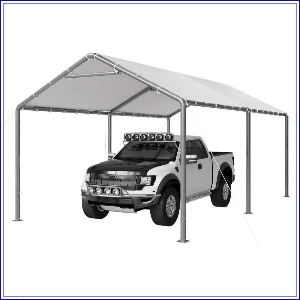 Heavy Duty Portable Carport Canopy Garage Car Shelter with Sidewalls, 10x20 ft, White