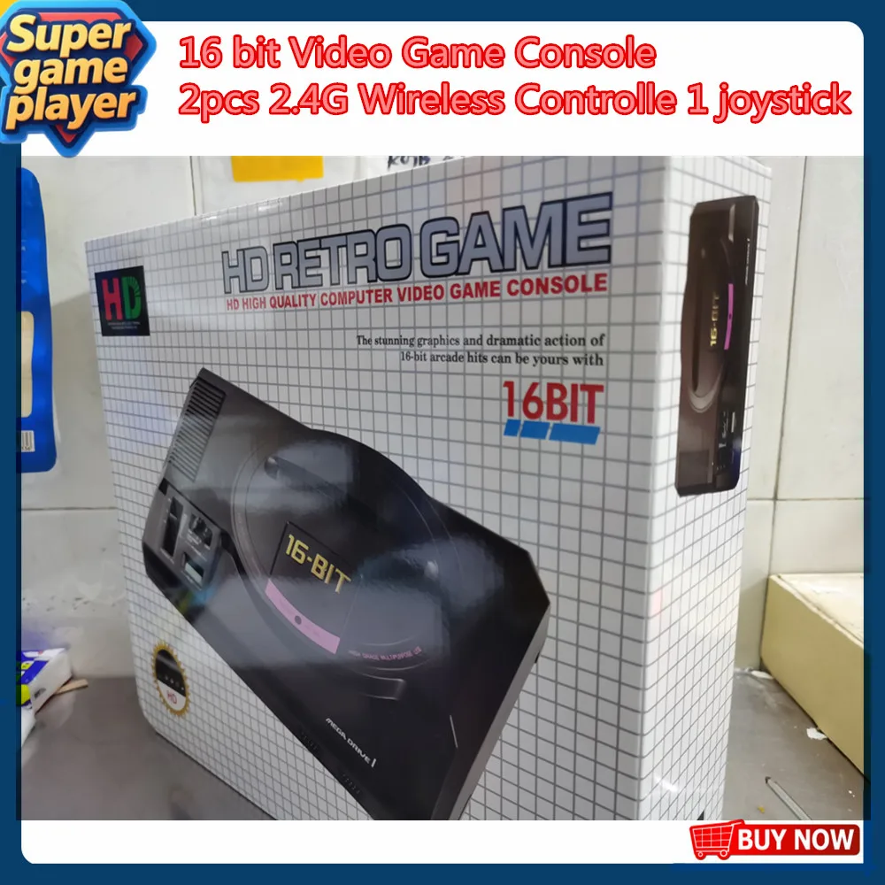 وحدة تحكم ألعاب فيديو 16 بت SEGA MEGA DRIVE 1 Genesis عالية الوضوح HDMI TV Out مع ألعاب 2.4G وحدة تحكم لاسلكية