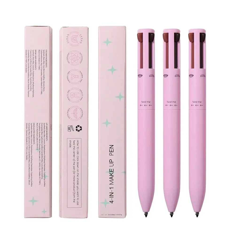 Multi-effect 4 In 1 Eyebrow Pencil Contour Pen Long Lasting Waterproof Cosmetics Eyeliner Makeup Pencil Lip Liner Pen