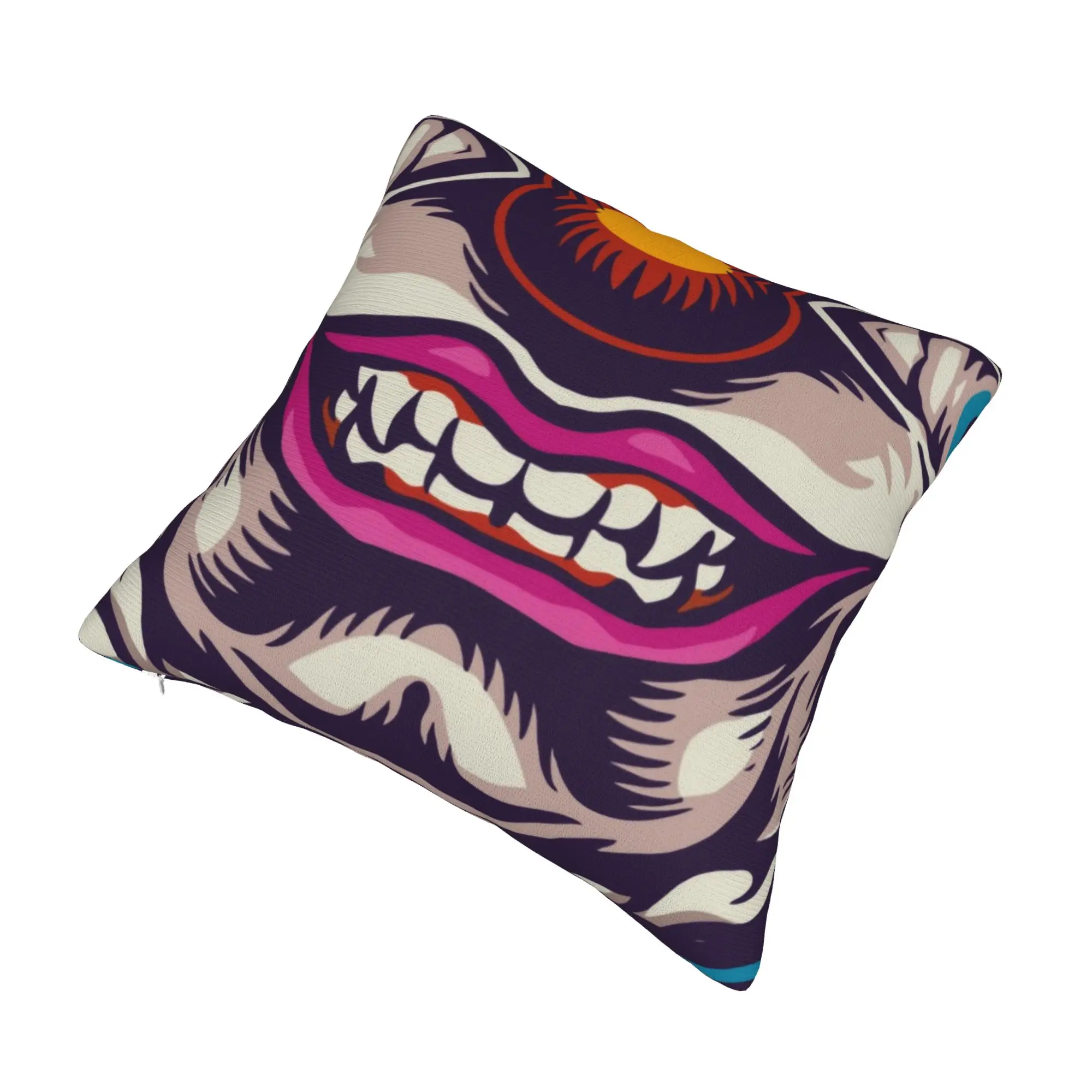 Modern Evil Clown Scary Skull Joker Sofa Cushion Cover Velvet Halloween Party Grimace Pillow Case Home Decor
