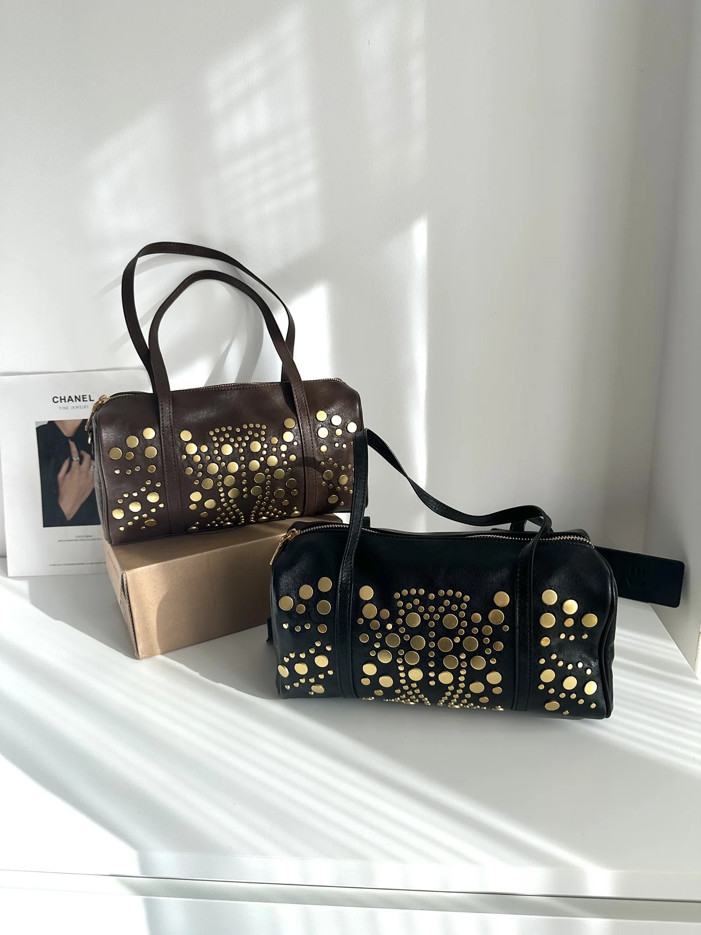 FIRMRANCH 2026 ربيع جديد الموضة خمر برشام تصميم سعة كبيرة المرأة حقيبة كتف وسادة المحفظة