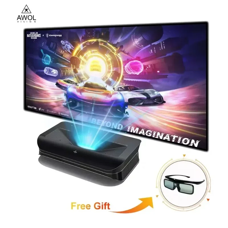 AWOL 3000 3500 Pro Ultra Short Throw 4K Laser Projector Projeteur Theater Video Projector HDR10+ 3D Triple Laser 4K Projector