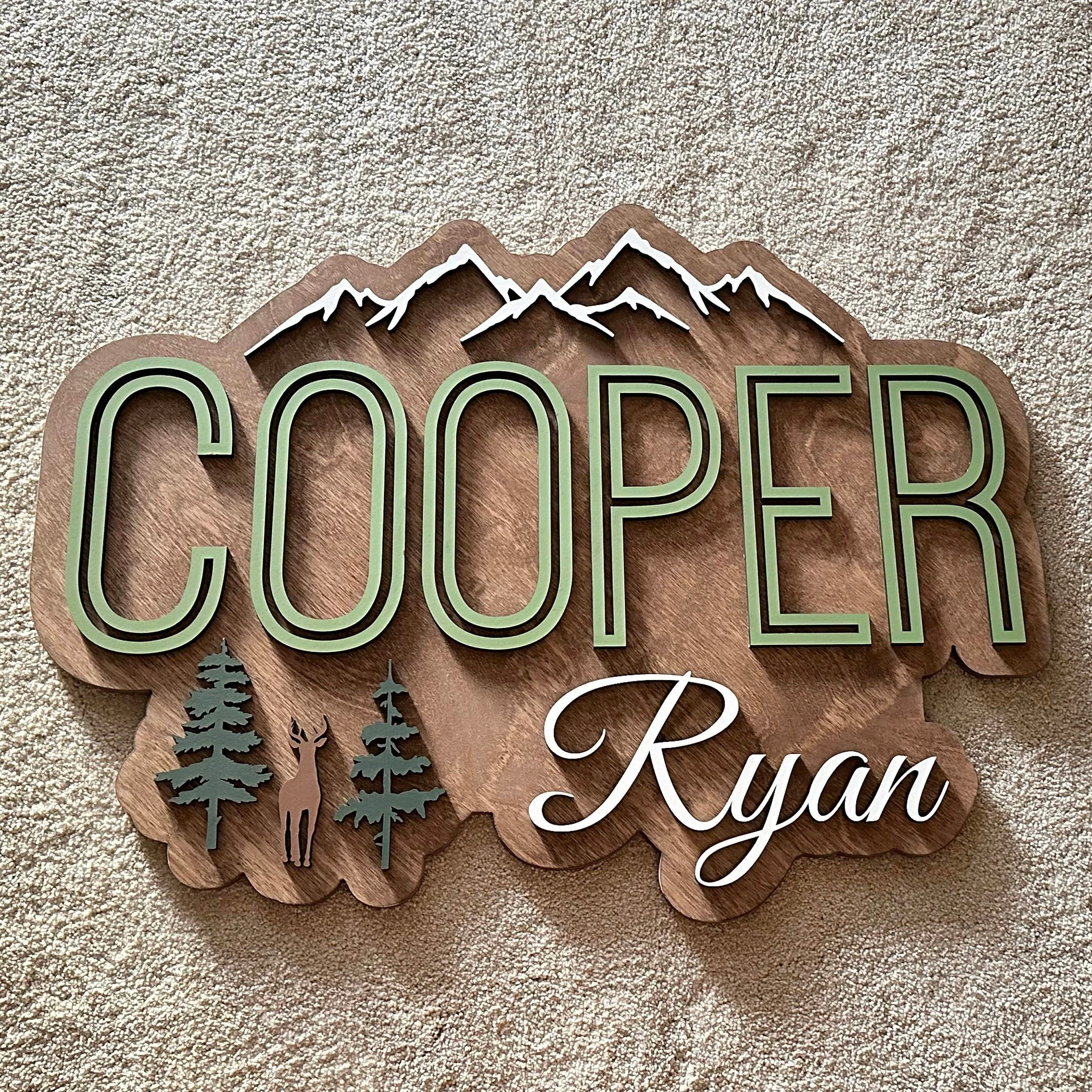 Custom 3D Wooden Name Sign for Nursery Personalized Wildlife Nursery Decor Wall Art Kids Room Sign Woodland Theme Nameplate