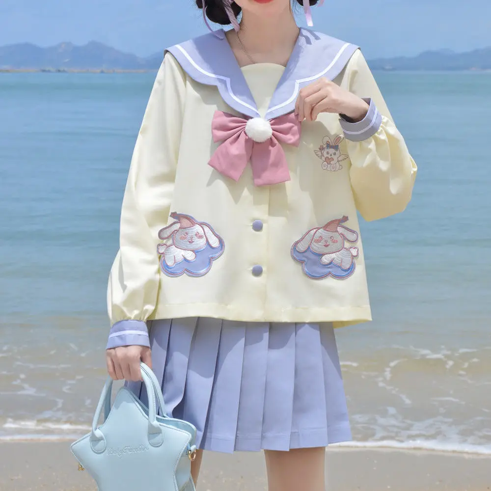 Uniforme de marin lapin violet Kawaii, uniforme scolaire pour femmes, uniforme de Cosplay Anime doux Jk, Halloween carnaval, été automne 2024