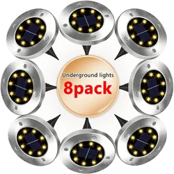 8pcs 8/20LED Solar Thermal Lights Garden Decor Ground Plug-in Waterproof Street Solar Charging Underground Deck Spotlights