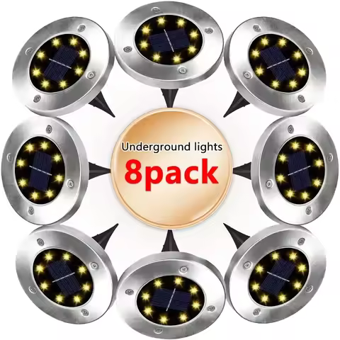 8pcs 8/20LED Solar Thermal Lights Garden Decor Ground Plug-in Waterproof Street Solar Charging Underground Deck Spotlights