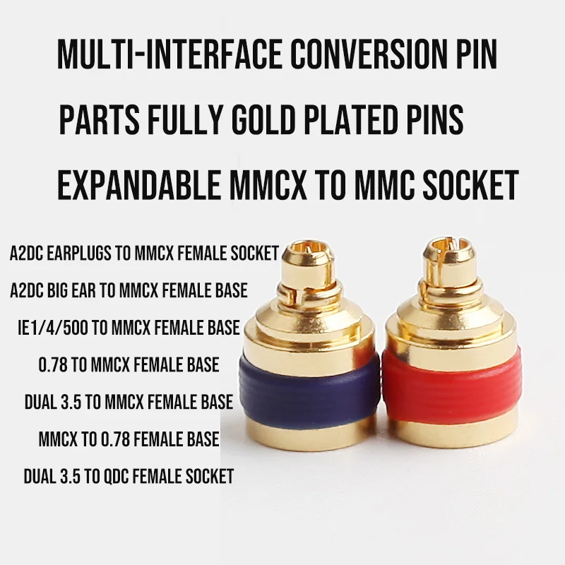 Zephone MMCX Female Adaptor - Convert To 0.78mm 2 Pin, A2DC, QDC,3.5mm Gold Plated Plugs - Suited for IE40Pro IE500 PRO