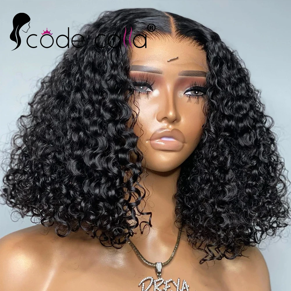 

Short Curly Human Hair Bob Wig Water Lace Front Human Hair Wigs For Women PrePlucked Brazilian Glueless 13x4 Lace Wig Unikyhair