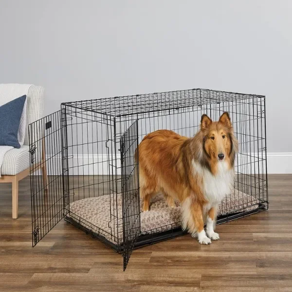 MidWest Homes for Pets Newly Enhanced Double Door iCrate Dog Crate, Includes Leak-Proof Pan, Floor Protecting Feet