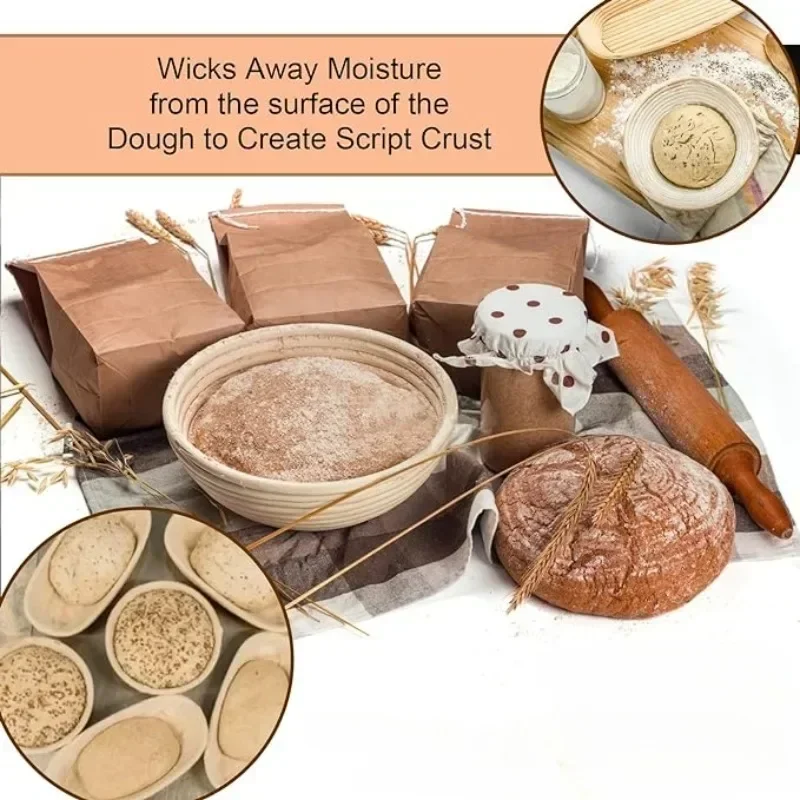 Yeast Starter Kit Proofing Basket Set Round Fermentation Basket Scraper Baking Mixer, cutter, beater, French bread utensils