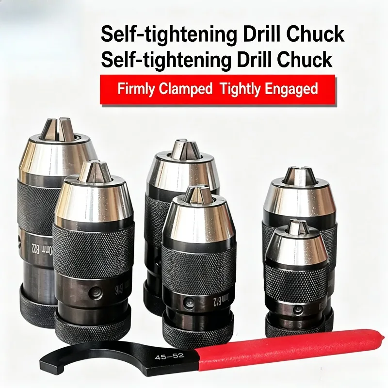 NEW B10 B12 B16 B18 B22 Precision Self-Tightening Drill Chuck, High-Precision Three-Jaw Tapered Hole Drill Chuck