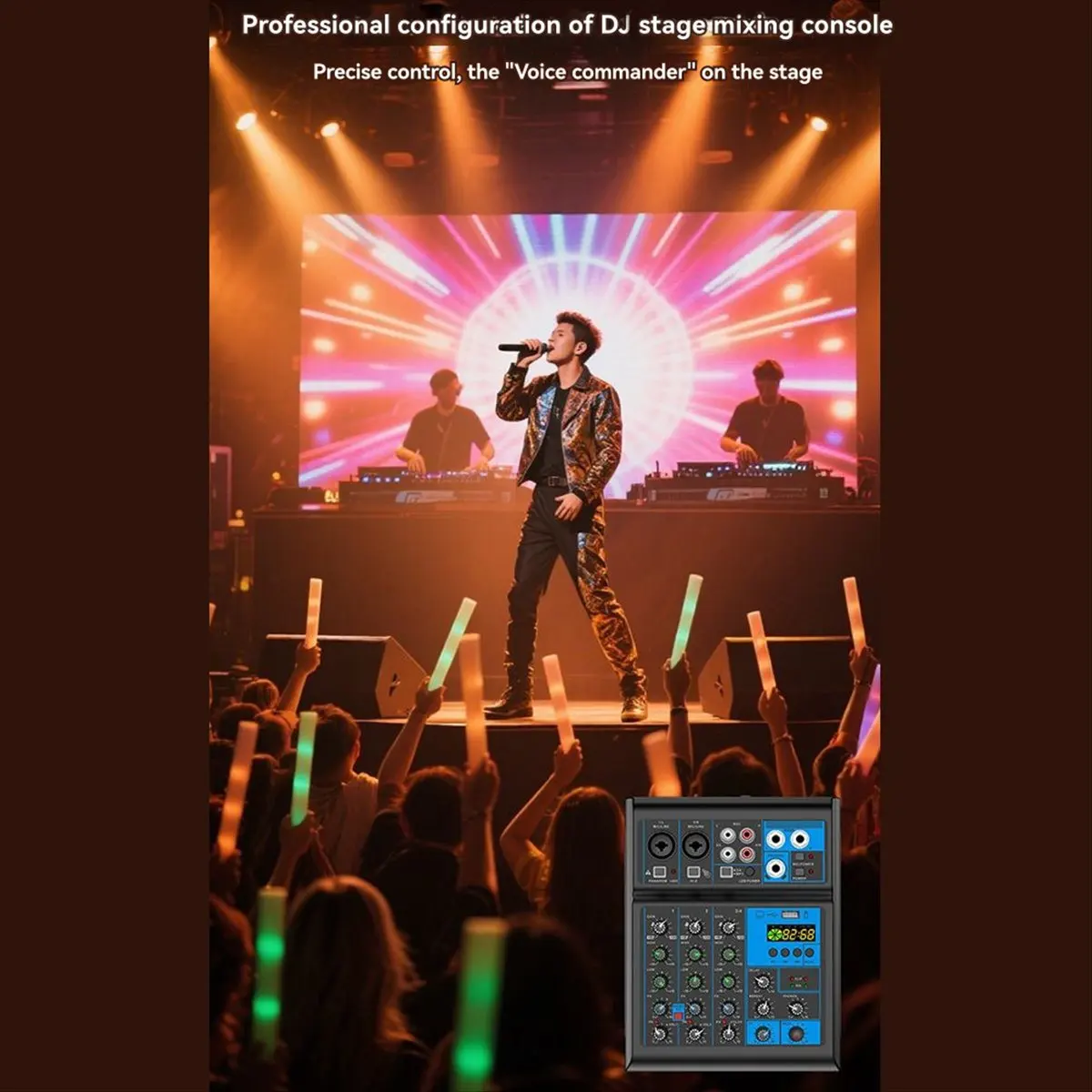 AA86 Soundcard Mixing Console Mixer Professional Audio 4 Channel Sound Mixer for Live Streaming DJ Audio Equipment