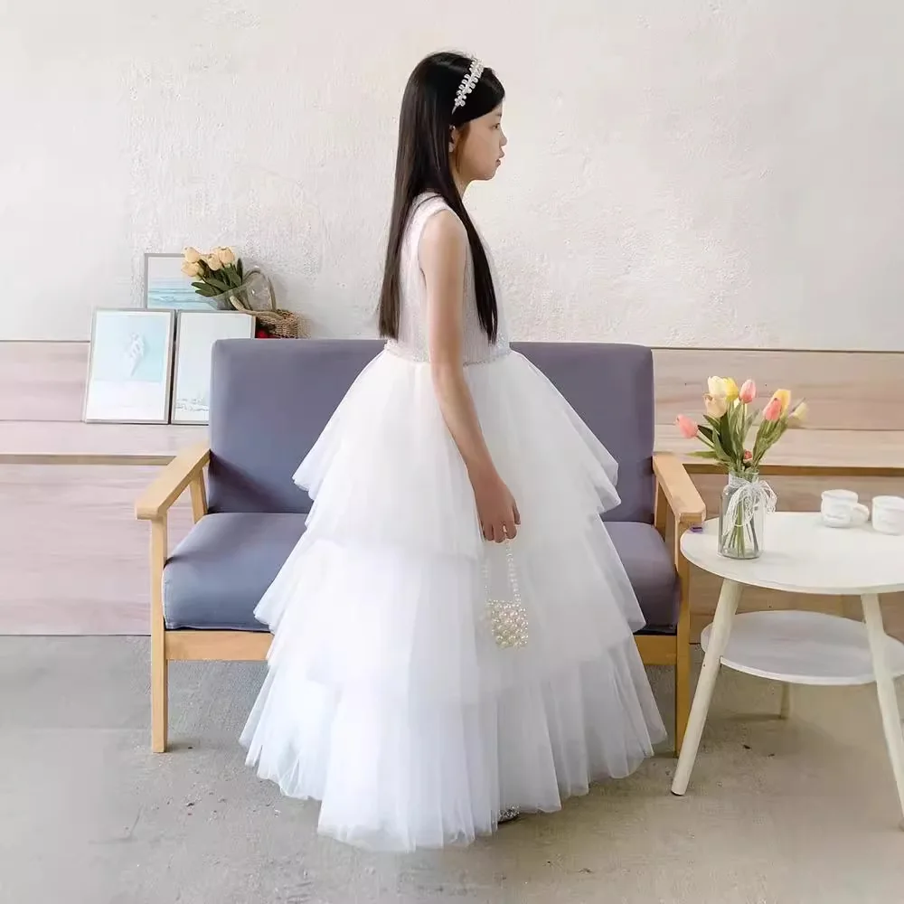 

Торжественная одежда Белое элитное детское платье для выступлений на скрипке и фортепиано