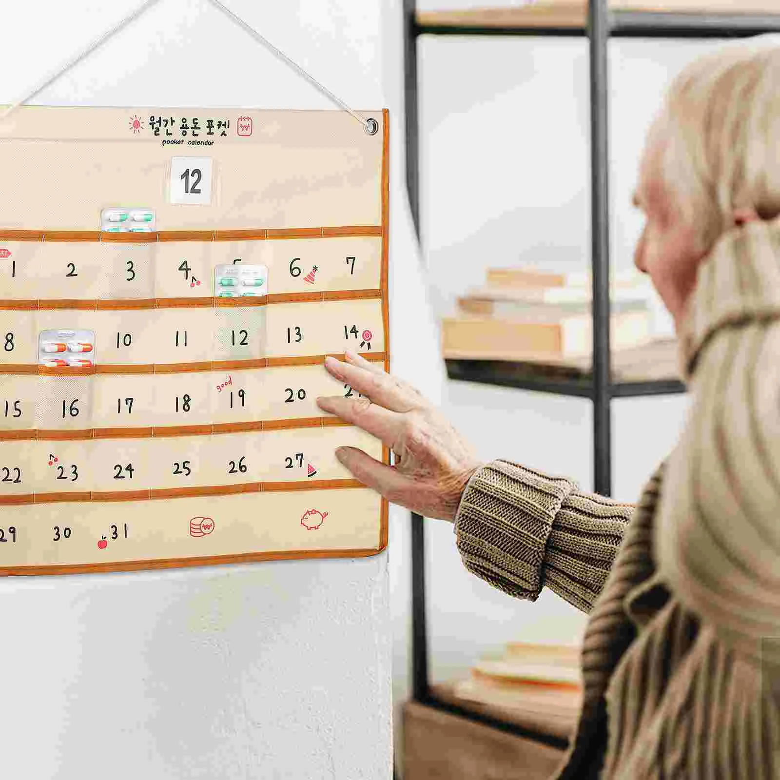 Calendar Non-woven Wall Mount Pocket Organizer Bag Hanging Aldult Over Door Storage