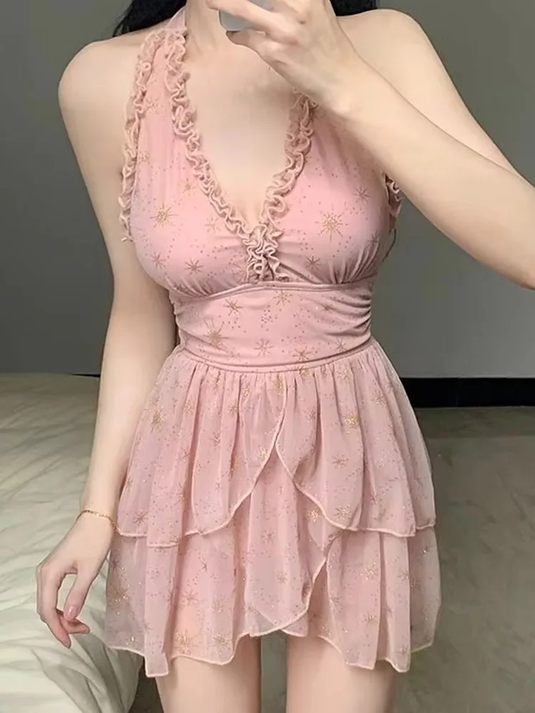 2026 New Women Skirted One Piece Swimwear Tummy Control Slimming Swim Dress Modest Hot Spring Suit