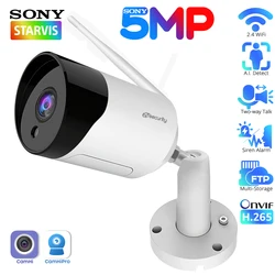 5MP Draussen WLAN-Kamera H.265 Onvif SD-Kartenspeicher RTSP FTP CCTV-IP-Kamera Humanoidenerkennung 2-Wege-Gespräch Videoüberwachungskamera Camhi-APP