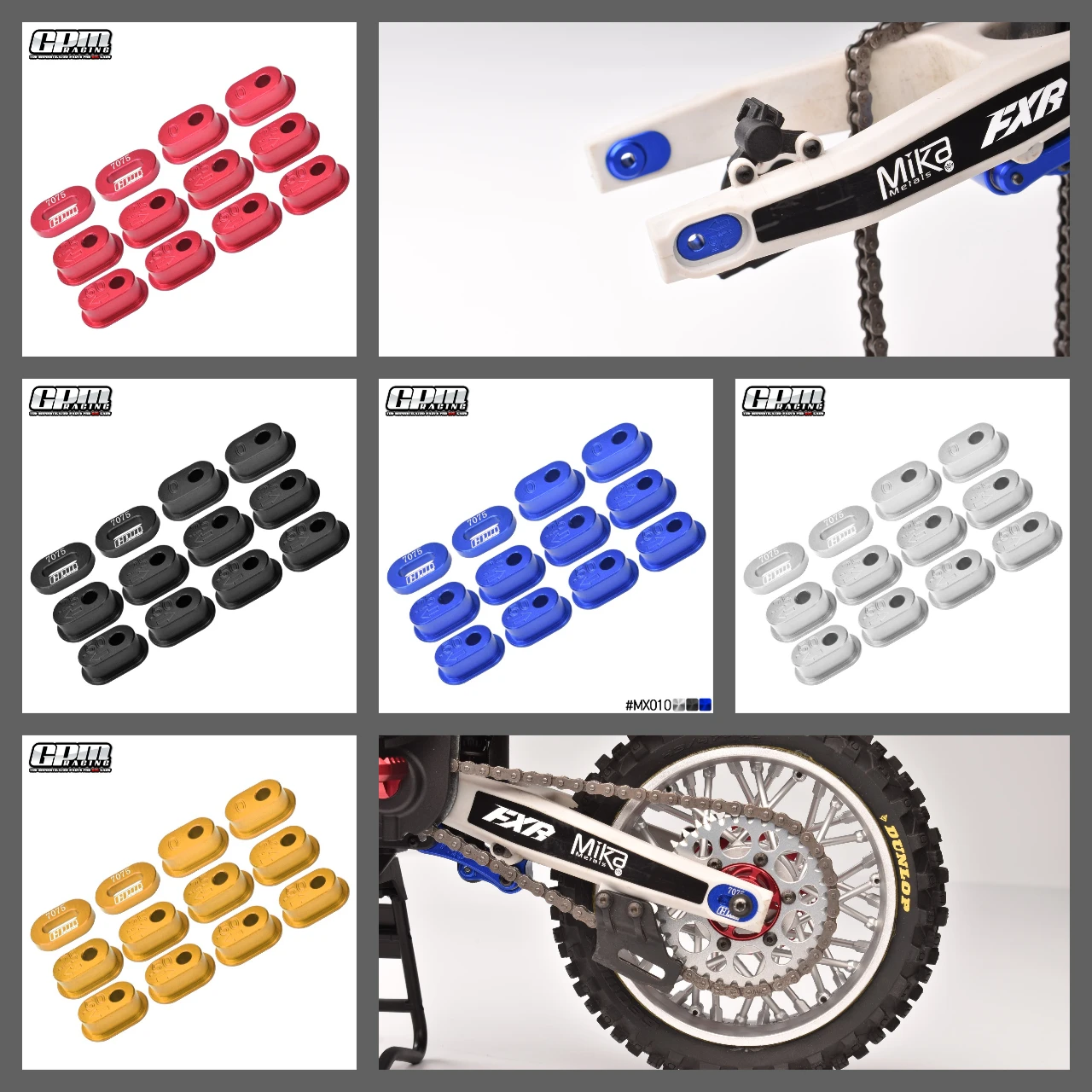 

GPM Alloy 7075 Chain Tension Adjuster Set For LOSI 1/4 Promoto MX SM Motorcycle