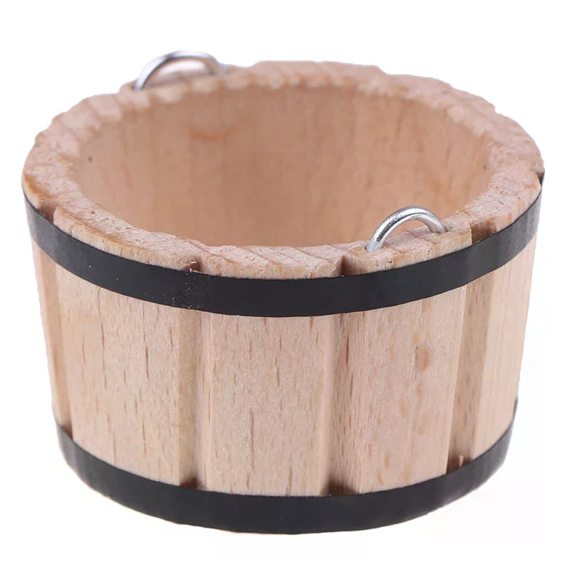 1:12 Dollhouse Miniatures Wooden Basin Barrel Model Furniture Accessories For Doll House Decor Kids Pretend Play Toys Gift