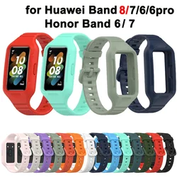 Silicone Strap For Huawei Band 9 8 7 6 Honor Band 6 Pro Watch Sport Wristband Accessories With Case Full Cover Bracelet