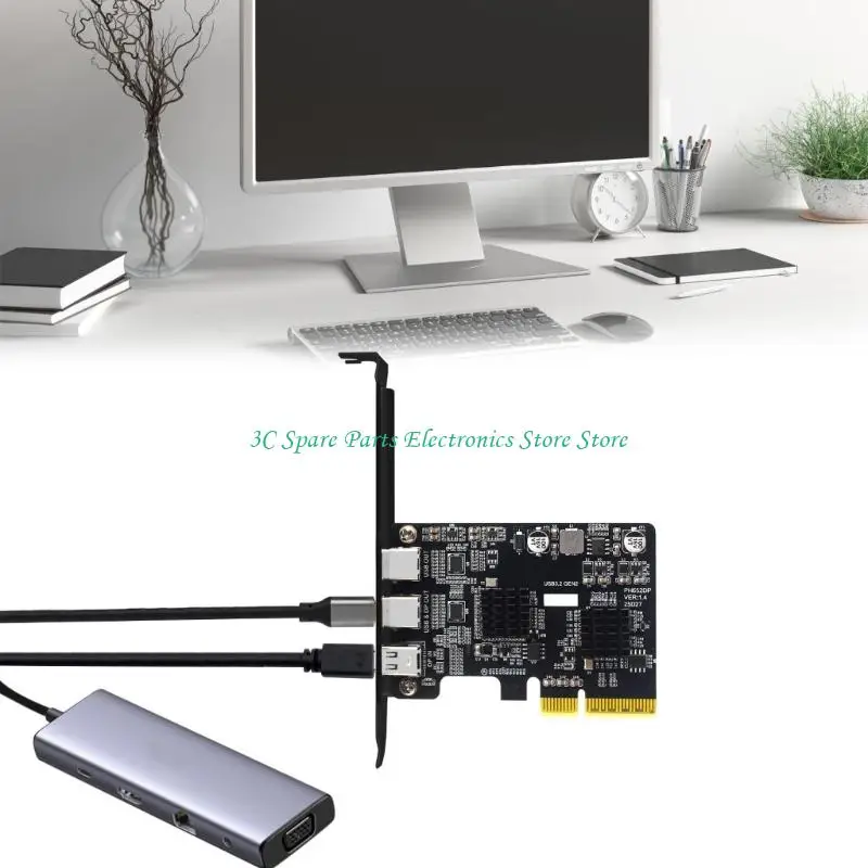 

SZ PCIe 4X to DisplayPort Input Type C Output Video Card Adapters for Fast Speed Data Transfer and Multiple Monitor Setups