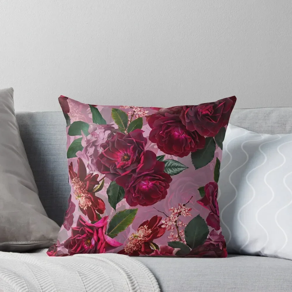 

Antique Purple Botanical Flower Rose Botanical Night Garden Throw Pillow Covers For Sofas Custom Cushion pillow