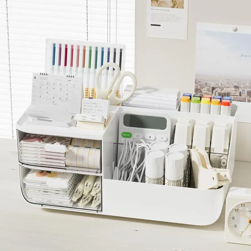 Multifunctional cosmetics storage box, large-capacity desk storage box with drawers, stationery storage box, office supplies