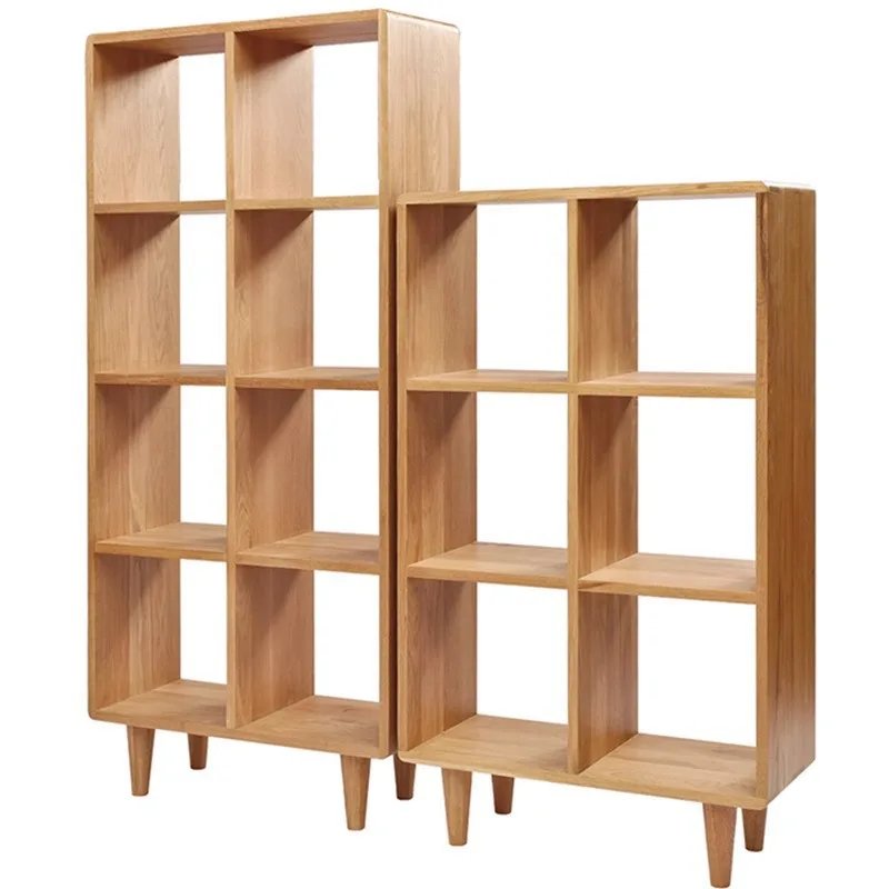 

Solid wood bookshelf, Nordic display shelf, white oak cherry living room, Japanese study floor-to-ceiling toy storage lattice