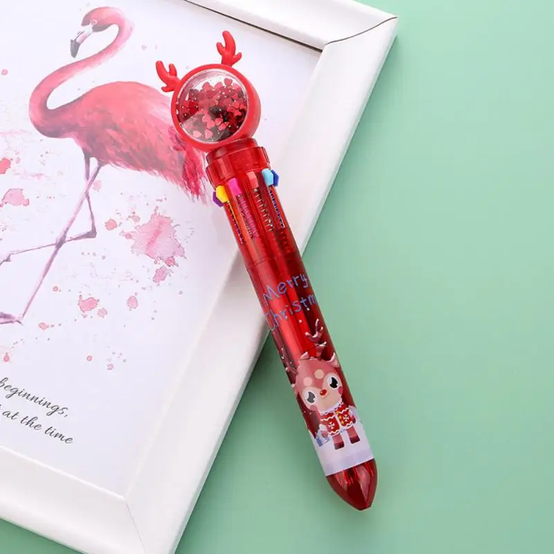 Ballpoint Pen 10-color Christmas Tree Deer Ball Pen Cartoon Colorful 0.5mm Pen Office School Supply Writing Tool