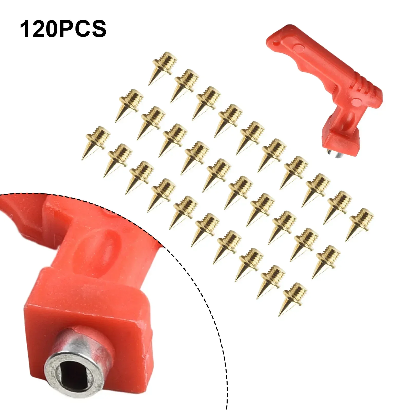 120 Stück Stahl-Leichtathletik-Schuhspikes mit Schraubenschlüssel, 7 mm, 1/4 Zoll Nadelspitzen zum Laufen, Cross Country, Camping, Leichtathletik-Ausrüstung
