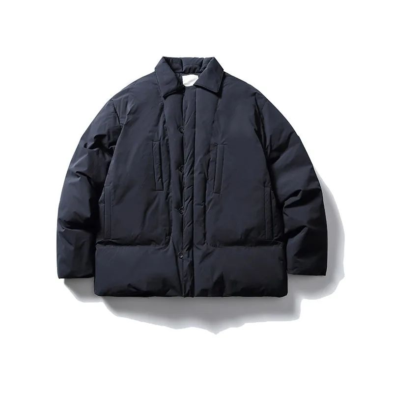 سترة قطنية يابانية ذات ياقة كلاسيكية متعددة الجيوب للرجال سترة سميكة كاجوال فضفاضة للخريف والشتاء #3