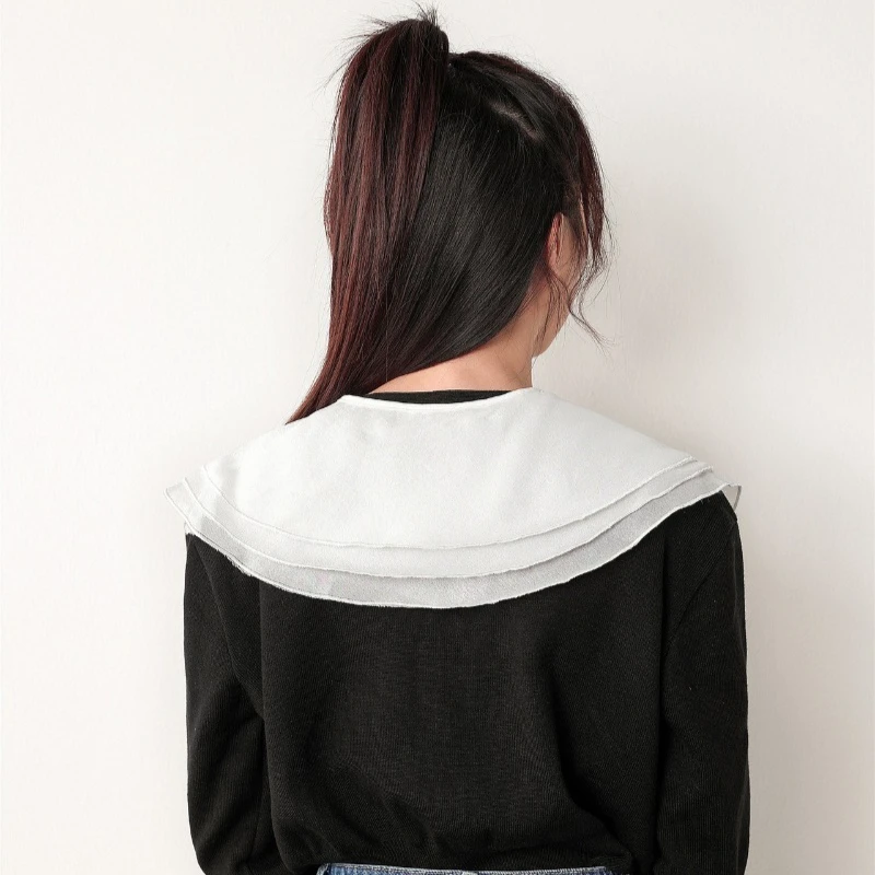 Soft Yarn Lace Small Shawl Fake Collar Women's Summer White Thin Shirt Detachable False Collars Girls Dress Neck Decorative