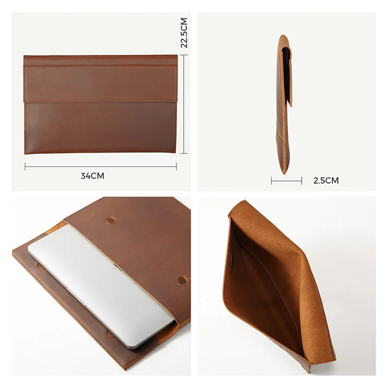 

Suitable for MacBook Pro 14 13.3-Inch 33X22.5X 5cm Lightweight 280g Leather Magnetic Case Protective Laptop Bag