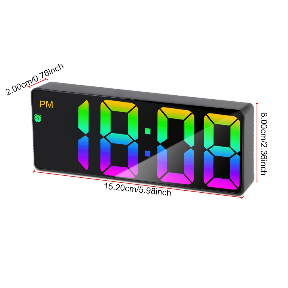 Electronic Student Digital Clock Table Desk Clock Voice Control Temperature Dual Snooze 12/24 Hours LED Alarm Clock