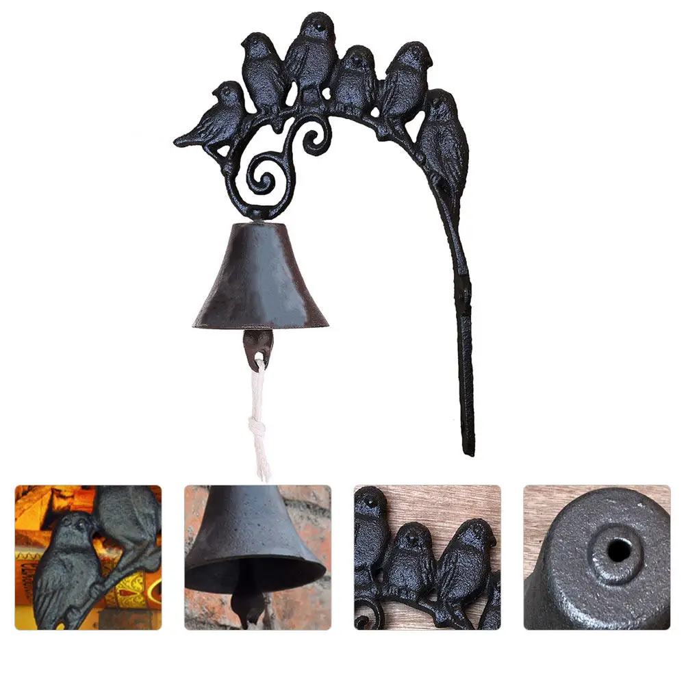 Cast Iron Wall Bell Vintage Solid Iron Dinner Bell Indoor Outdoor Wall Mounted Decorative Door Chime Decorative Doorbell