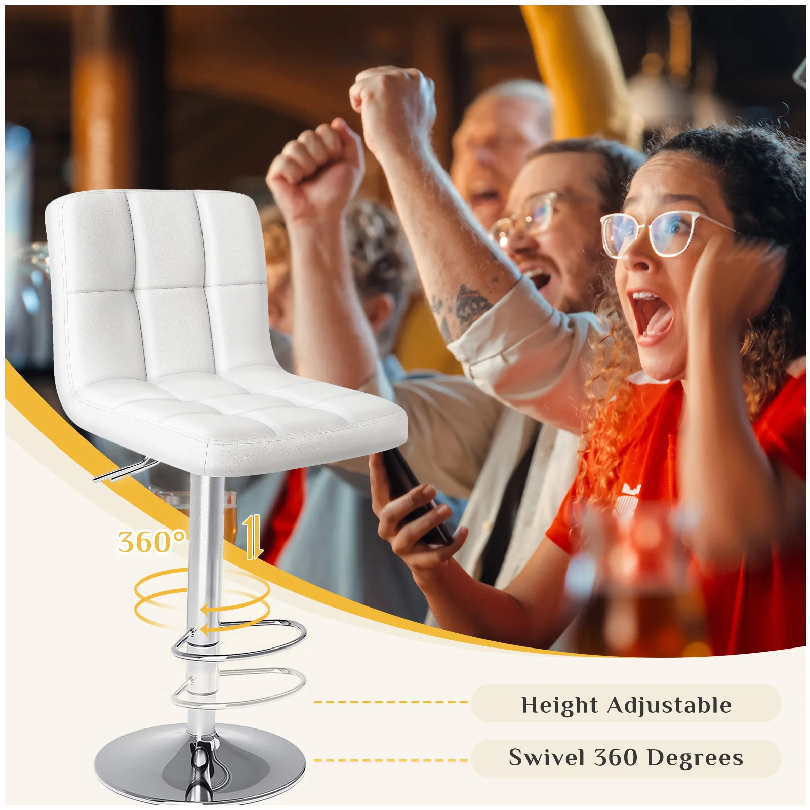 JHK Ergonomic Armless PU Leather Adjustable Swivel Office Chair Counter Height Thickened Seat Cushion with Back Gaming Chair view 6