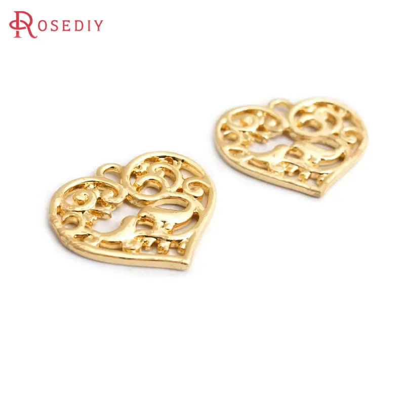 

10PCS 18K Gold Color Brass Heart Charms Pendants High Quality Jewelry Making Supplies Necklace Earrings Accessories for Women