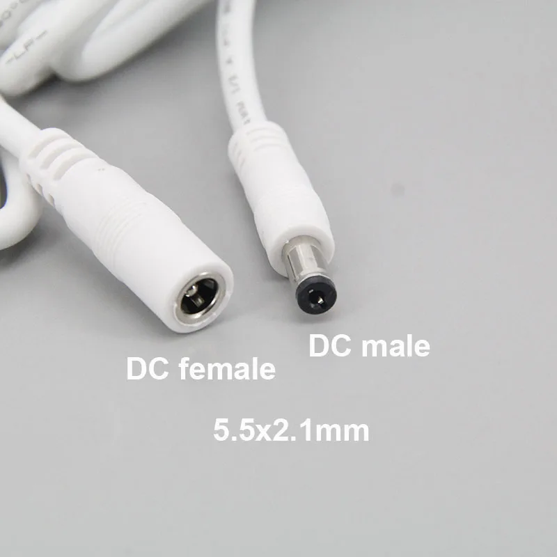 Dc Mannelijk Naar Vrouwelijk Voeding Verlengkabel 5.5X2.1Mm Connector Koperdraad 18awg 7a Stroom Voor Cctv Camera 100Cm Lijn J17