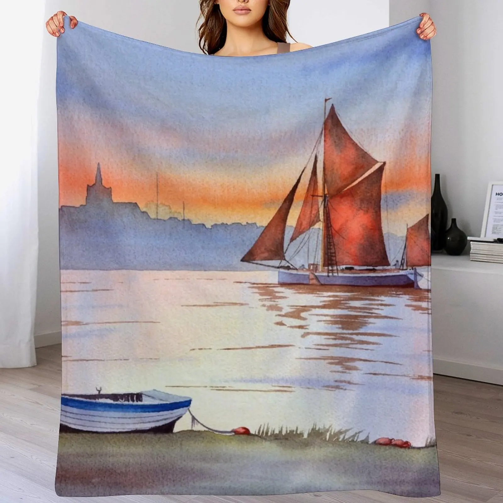 Thames Barge At Maldon Essex England Throw Blanket christmas decoration Soft Plaid Thermals For Travel Blankets