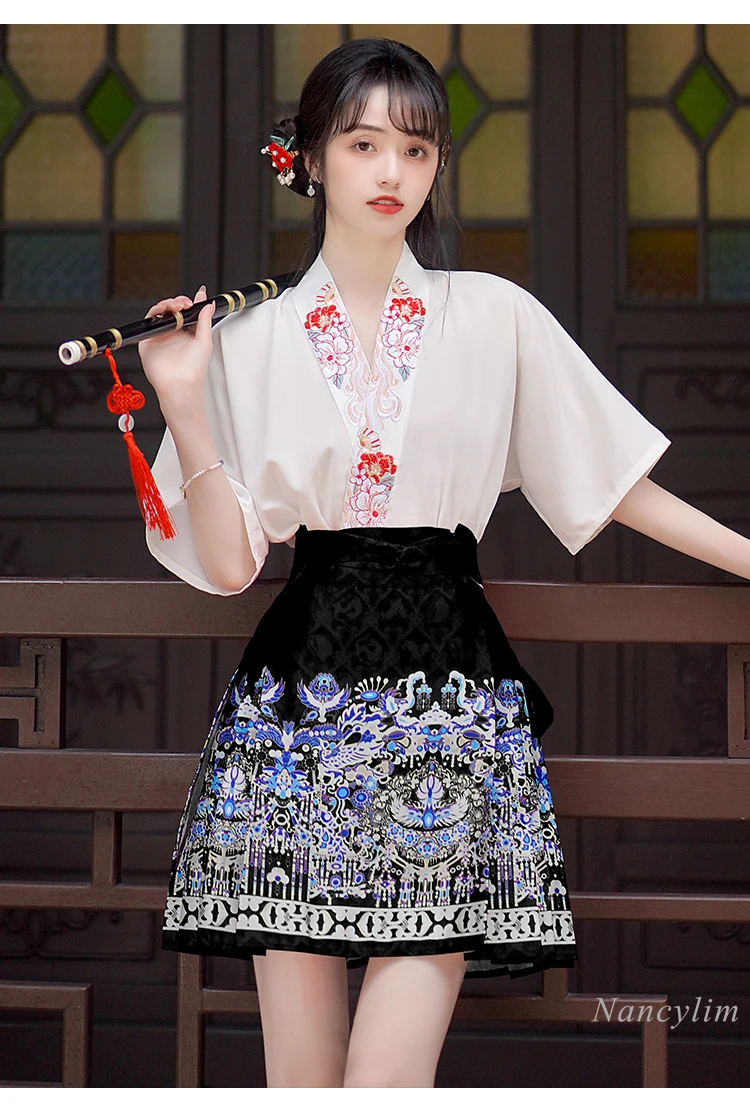 Red Short Horse-Face Skirt Women\'s Summer New Sprint Chinese Style Improved Hanfu Work Daily Skirts Short Faldas