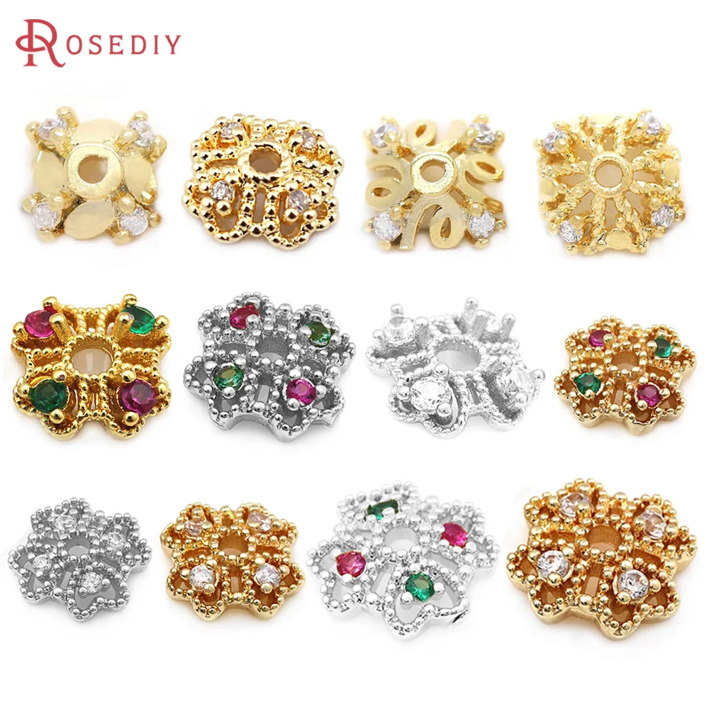 18K Gold Color Brass Zircon Square Beads Caps High Quality Necklace Earrings Diy Jewelry Accessories Rosediy official-website