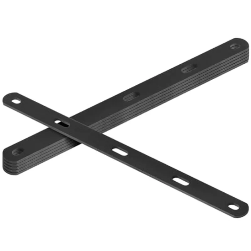 16 Inch Black Straight Repair Strip, Slotted Flat Support Plate, 8 Gauge Heavy Duty Metal Reinforcement Bracket, Without Screws