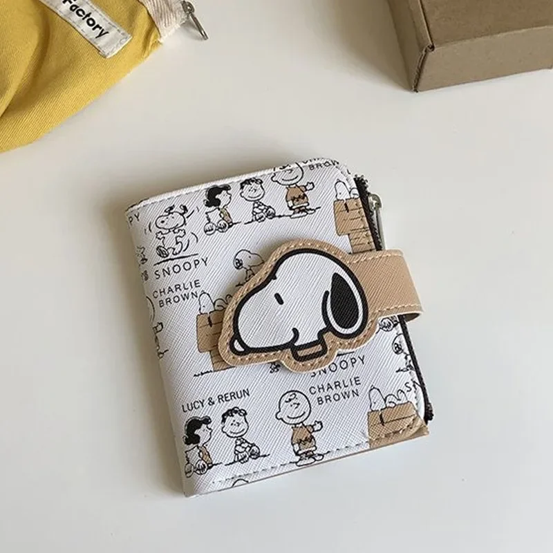 Snoopy Purse Anime Cartoon Short Coin Wallet  High Value Cute Zipper Student Women Men ID Holders Multi Slot Bag Birthday Gifts