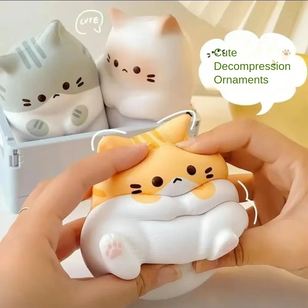 Squihy Cute Cat Squeeze Animal Stress Relief Toys Cure Office Stress Reliever Vent Fidget Toys for Kids Girl Healing Gifts